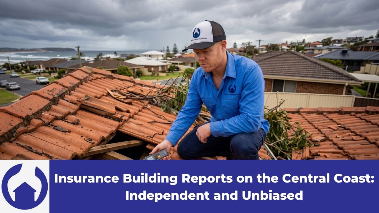 An inspector checking storm damage on a tiled roof